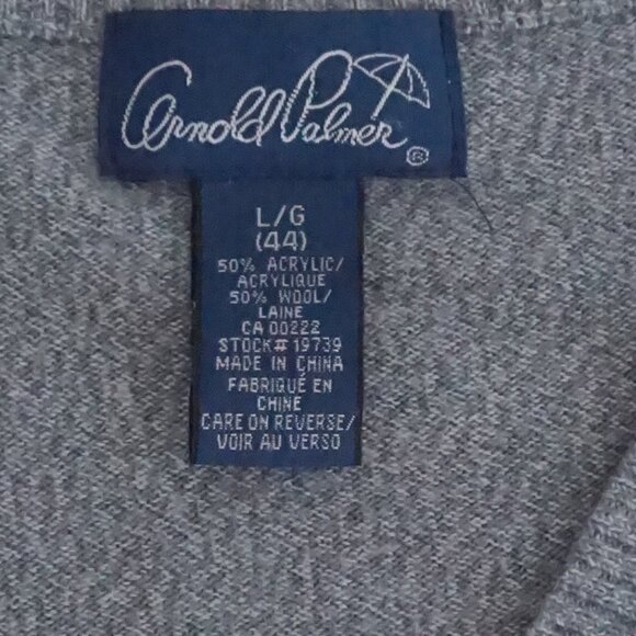 Arnold Palmer Gray Cotton Cardigan Soft Knit Old Money Minimalist Layers L - Picture 9 of 9